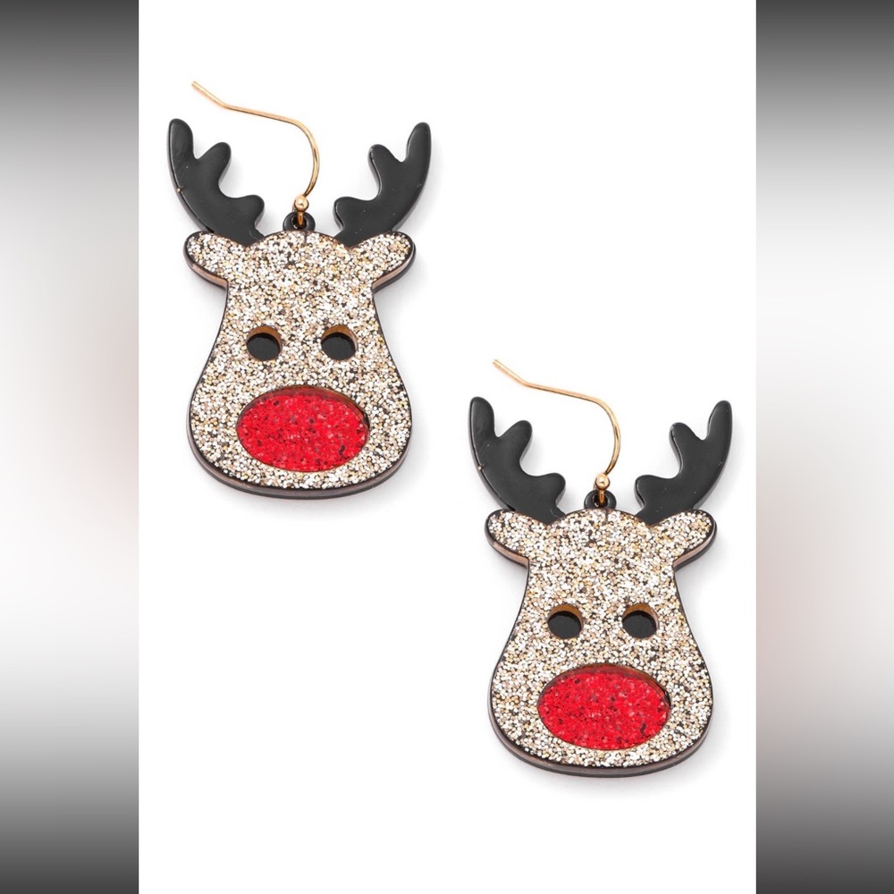 Glitter Reindeer Earrings